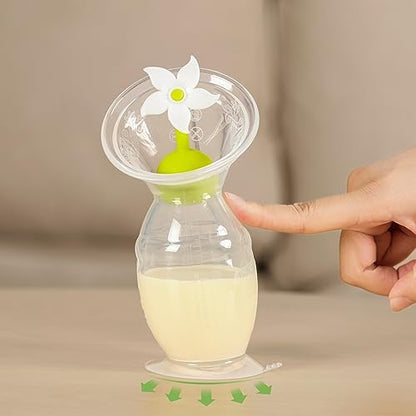 Haakaa portable handheld silicone breast pump standing on a flat surface