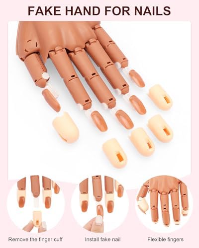 Close up of Difenni nail training hand with attached tips