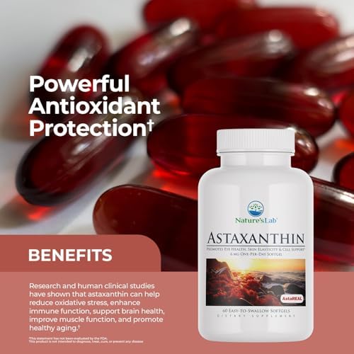Nature's Lab AstaREAL Astaxanthin softgels capsule close up view