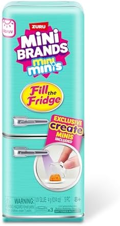 ZURU Mini Brands collectible toy fridge open with working ultra violet light illuminated interior