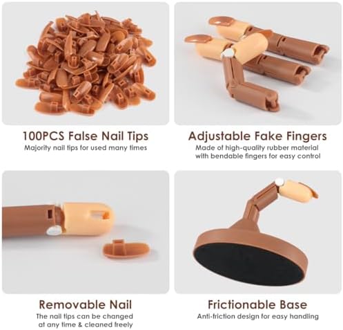 Close up of adjustable fake fingers for nail art training