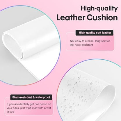 Yuehuamech nail technician arm rest showing soft microfiber leather texture.