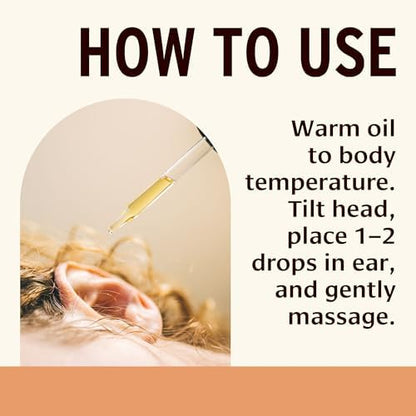 Sustainably sourced vegan ear oil for ear canal lubrication