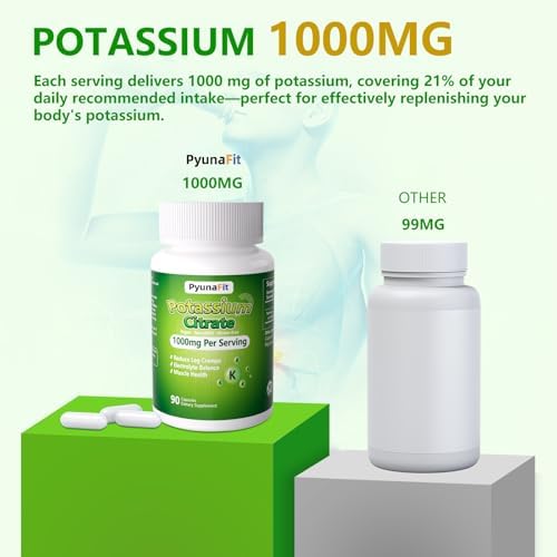 High absorption potassium citrate 1000mg vegan capsules displayed alongside the packaging