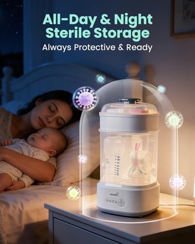 Compact design of Grownsy bottle sterilizer on a kitchen counter
