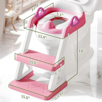 Adjustable footrest mechanism on the Wiifo kids potty ladder showing five height positions
