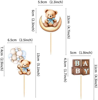 Decorative baby bear cardstock toppers with bamboo sticks