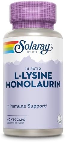 Authentic Solaray L-Lysine Monolaurin supplement bottle