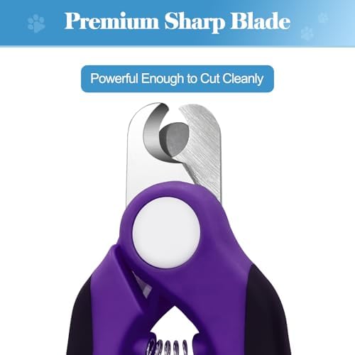 Swihauk purple pet nail cutter ergonomic rubberized handle detail