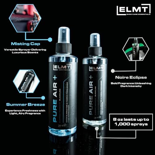 Blackline multipurpose car air freshener and shoe spray bottle detail.