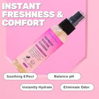 Alcohol free feminine hygiene spray with aloe and botanical extracts