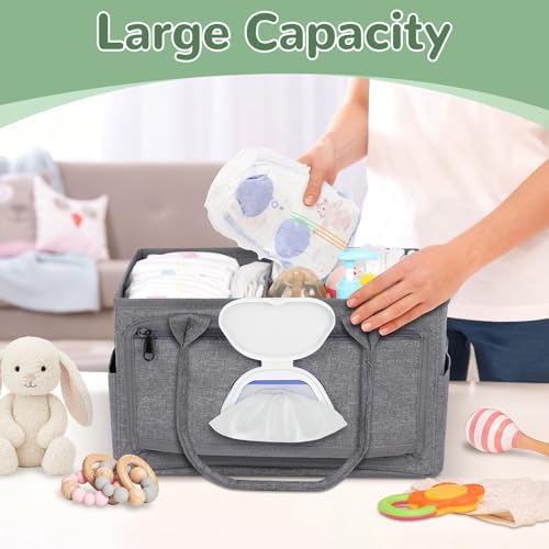 Volnamal grey nursery organizer basket top view