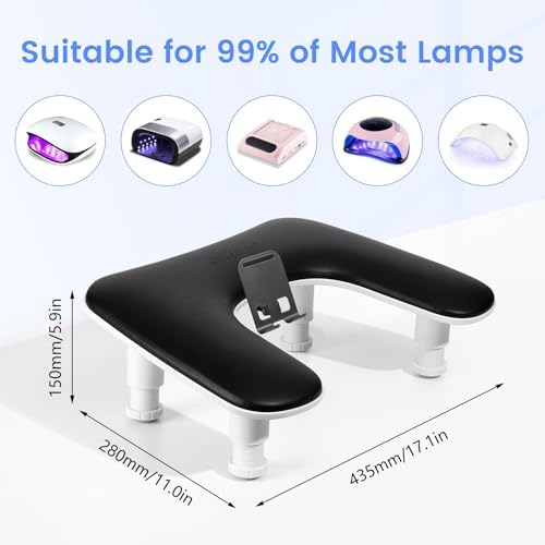 Quaferen nail arm rest placed over a standard UV LED nail lamp