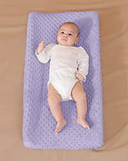 Aullar Minky Dots Changing Table Pad Cover displayed in nursery setting