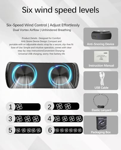 USB rechargeable anti-snoring device for men and women on a bedside table.
