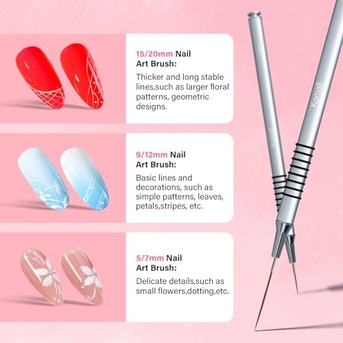 Six piece Komall nail art brush set arranged by size
