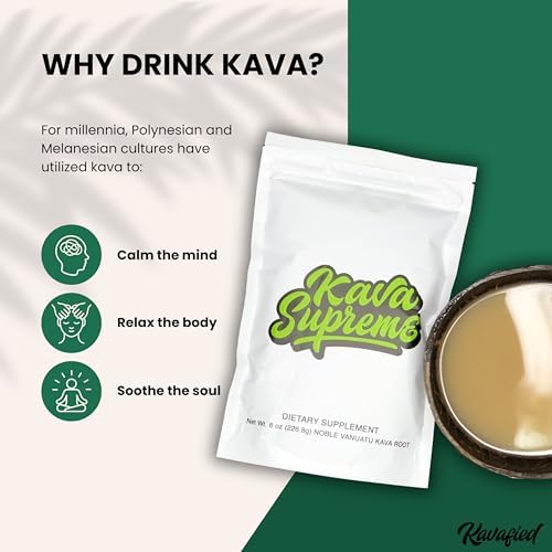 Premium Noble Vanuatu kava root extract powder bag displaying pure dietary supplement facts.