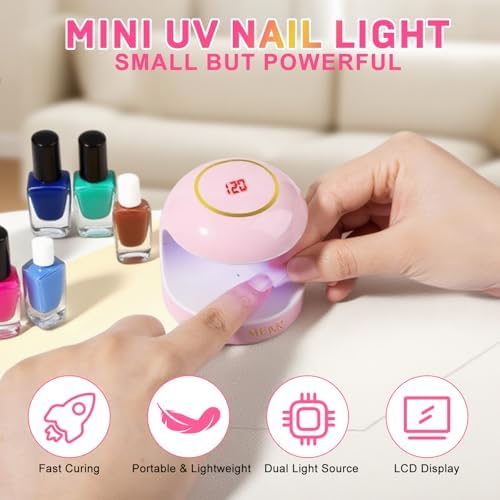 MEKK compact flash cure lamp curing a long gel extension tip