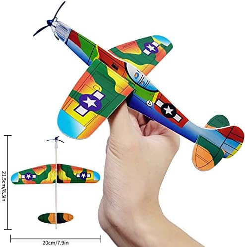 Individual packaging of the multicolor eight inch foam flying toy showing the main wings and fuselage before assembly.