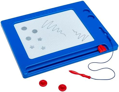 Cra-Z-Art vintage style sketch pad showing the two geometric shape stamps being applied to the board.