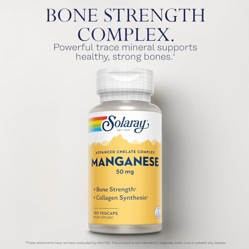 Close up of Solaray Manganese 50mg supplement label details