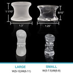 Small size silicone toe spacers for overlapping toe relief and sports.