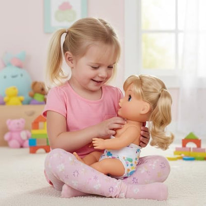 Side profile of the compact and lightweight baby doll diaper refill pack.