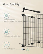 SONGMICS Pet Playpen, Small Animal Cage, Pet Fence with Cable Ties, DIY Metal Enclosure for Guinea Pigs, Hamsters, Rabbits, Hedgehogs, Black ULPI001B01 - Image 7