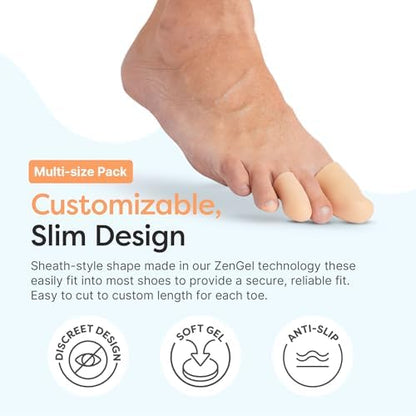 Beige silicone toe sleeves for protecting ingrown toenails and blisters