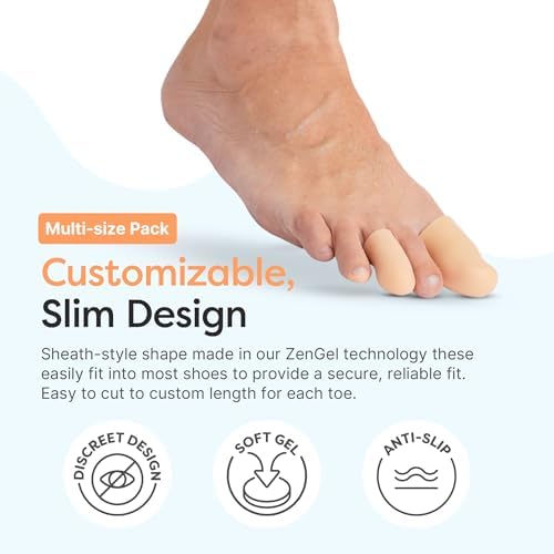 Beige silicone toe sleeves for protecting ingrown toenails and blisters