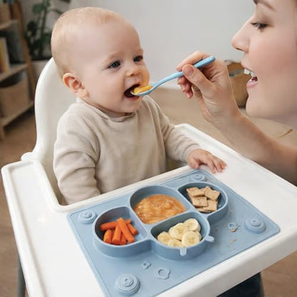 ROCCED baby led weaning placemat plate on high chair tray overhead view