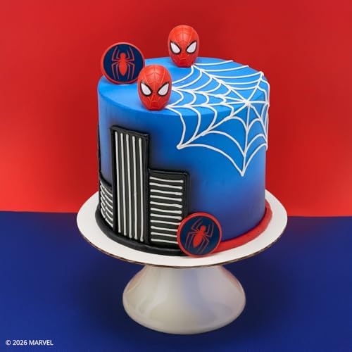 24 pack of red and blue superhero cake decorations