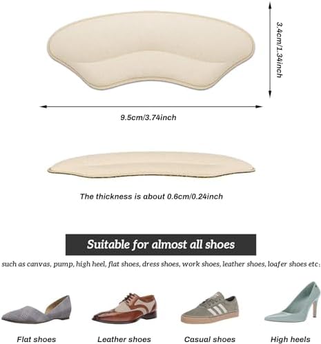Pale Apricot and Black suede heel pads for loose shoe adjustment.