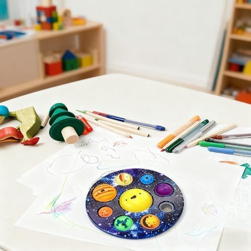 Packaging layout of the QETRABONE eight planets dimple push bubble sensory board for autistic adults and early education