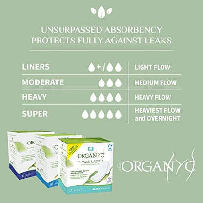 Organyc moderate flow organic sanitary napkins with wings for sensitive skin