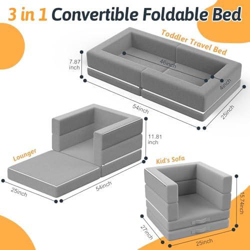 Abdtech foldable toddler bed converted into a lounge chair for kids