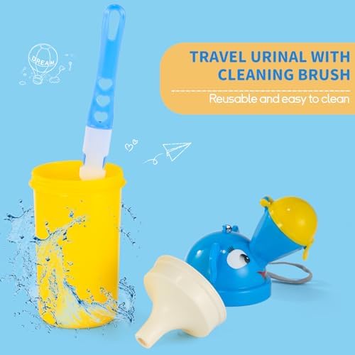 ONEDONE Portable Urinal for Kids 17 OZ Pee Bottle with Clean Brush Travel Urinal for Kids Baby Child Pee Cup for Boys Emergency Toilet for Camping Car Travel and Kid Potty Training(Yellow) - Image 3