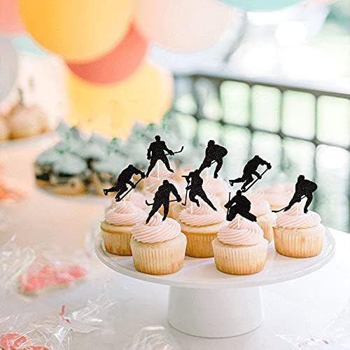 Side view showing sturdy bamboo stick on hockey cake topper