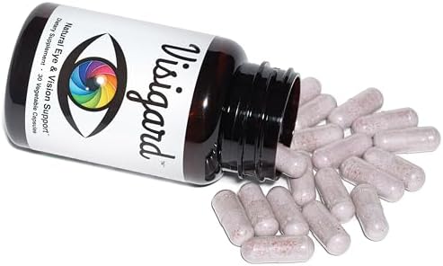 Visigard natural eye vitamin bottle side profile showing non-gmo and vegan attributes