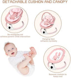 Uuoeebb electric baby rocker showing removable hanging rabbit plush toys