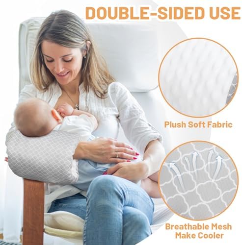 Side view of Kakiblin feeding pillow on arm