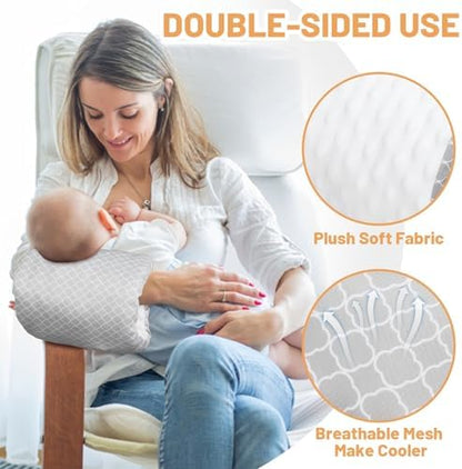 Side view of Kakiblin feeding pillow on arm
