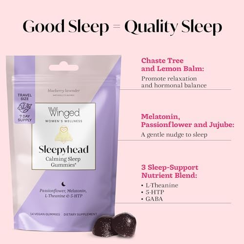 Winged Wellness Sleepyhead supplement facts and 14 count pouch packaging.