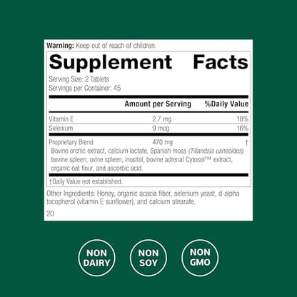 Standard Process Cataplex E2 supplement nutritional facts and ingredients label