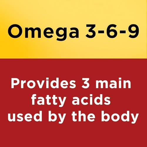 Nature Made Triple Omega dietary supplement showing clear capsule size and daily dosage guidelines