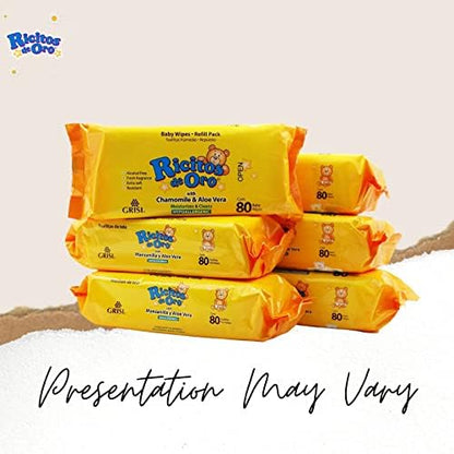 Ricitos De Oro Chamomile and Aloe Vera baby wipes packaging details