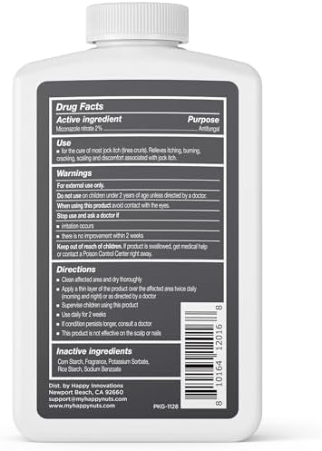 HAPPY NUTS groin sweat protection and antifungal remedy bottle top view close up