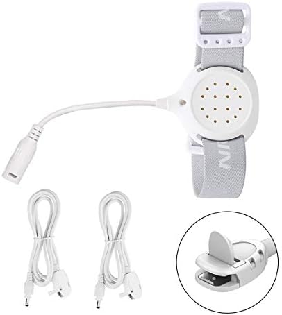 Bedwetting sensor device with USB charging cable and progress stickers.