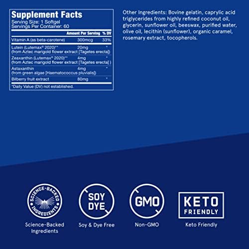 Close up of Bulletproof Eye Armor softgels supplement label