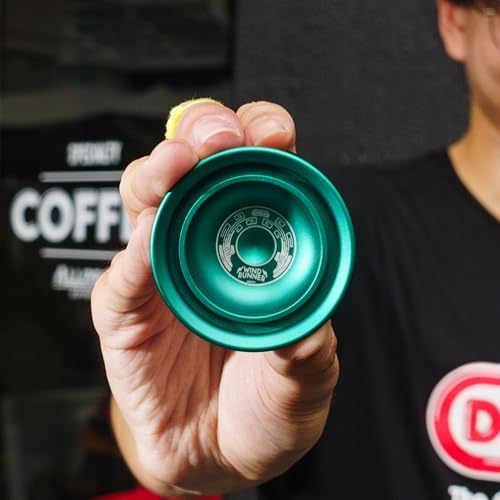 Duncan Windrunner blue pro yo-yo in hand for scale